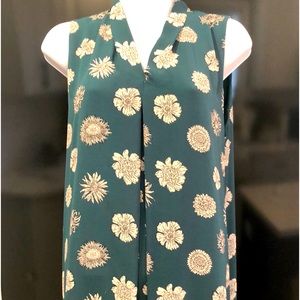 Philosophy Women's Floral Tunic Sleeveless V Neck Midi Dress Green Size M